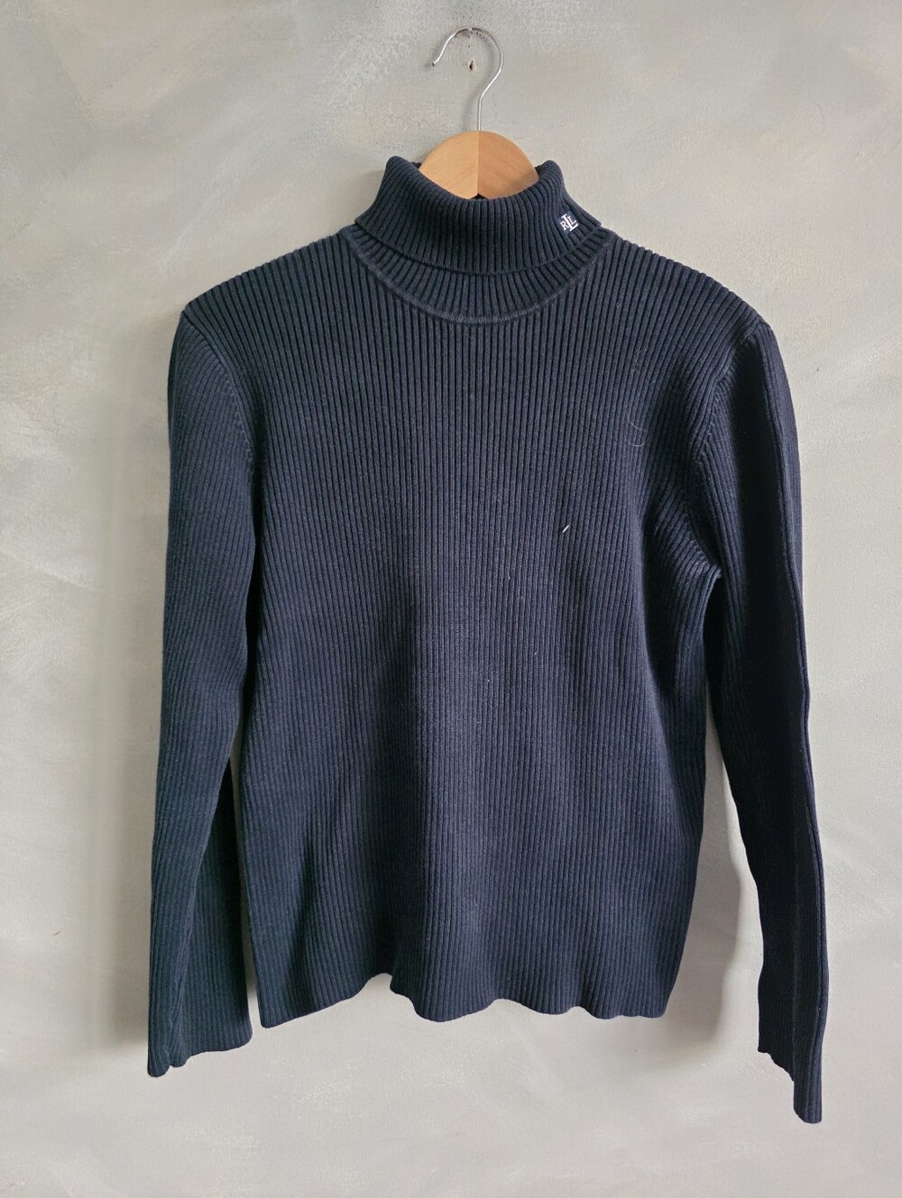 Vtg Lauren Ralph Lauren Womens Ribbed Turtleneck Sweater L Blue Preppy Capsule